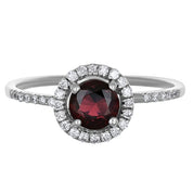 Anello - 18 carati Oro bianco - 0.96ct. tw. Granato - Diamante