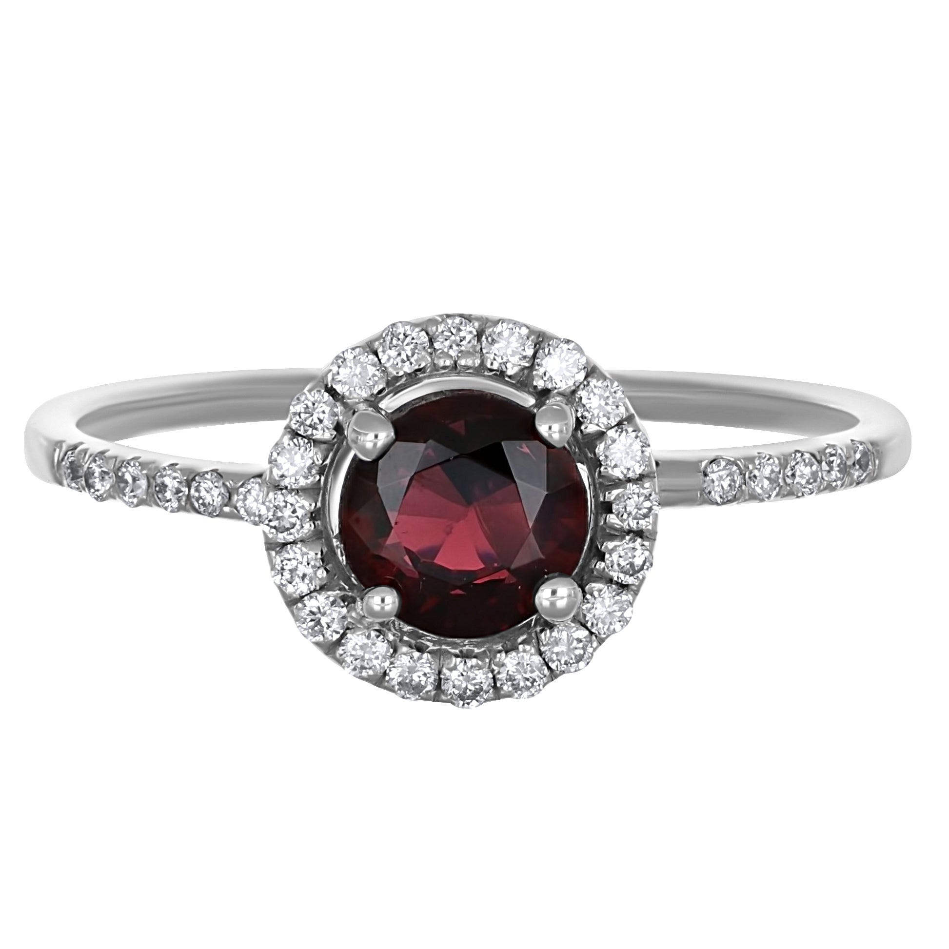 Anello - 18 carati Oro bianco - 0.96ct. tw. Granato - Diamante