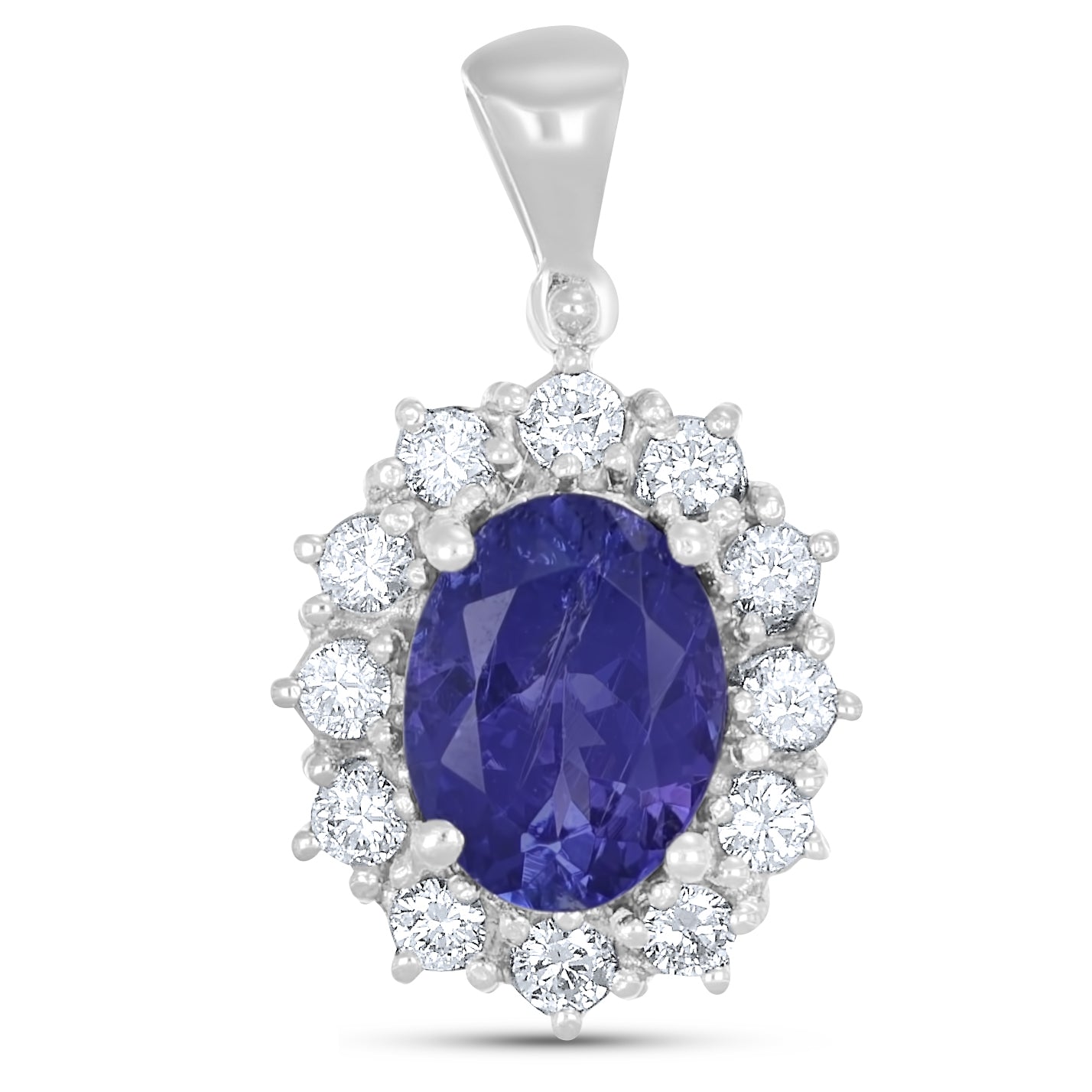 Ciondolo - 18 carati Oro bianco - 1.50ct. tw. Tanzanite - Diamante