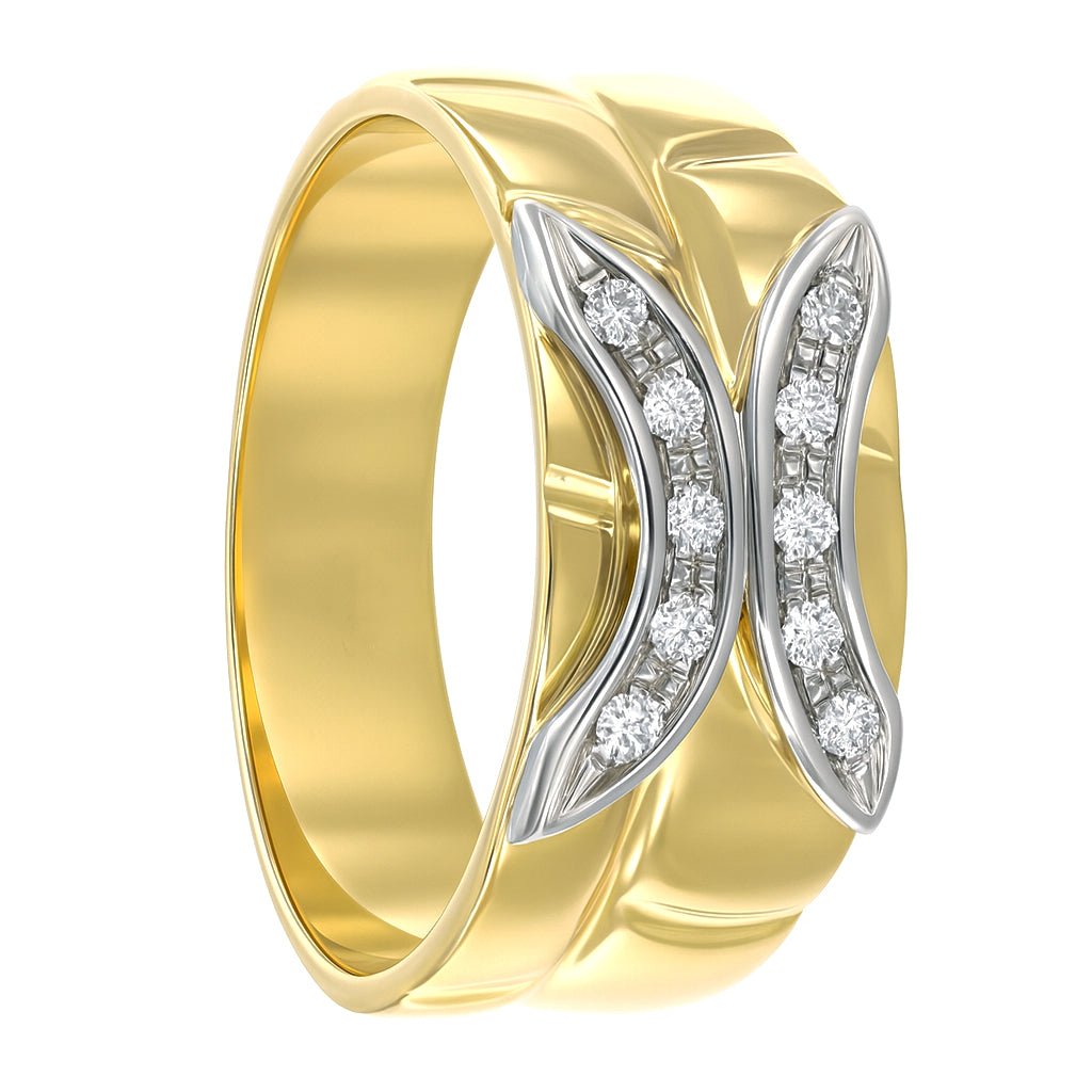 Anello - 18 carati Oro giallo, Oro bianco - 0.15ct. tw. Diamante (Naturale)