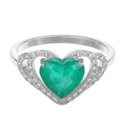 Anello - 18 carati Oro bianco - 2.15ct. tw. Smeraldo - Diamante