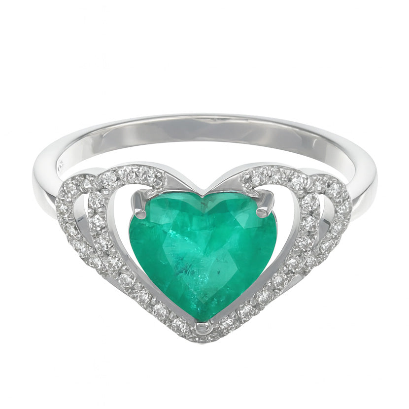 Anello - 18 carati Oro bianco - 2.15ct. tw. Smeraldo - Diamante