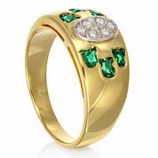 Anello - 18 carati Oro giallo, Oro bianco - 0.69ct. tw. Smeraldo - Diamante - Made in Italy - Handmade