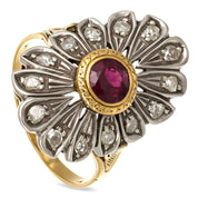 Anello - 18 carati Oro giallo, Argento - 1.12ct. tw. Rubino - Diamante