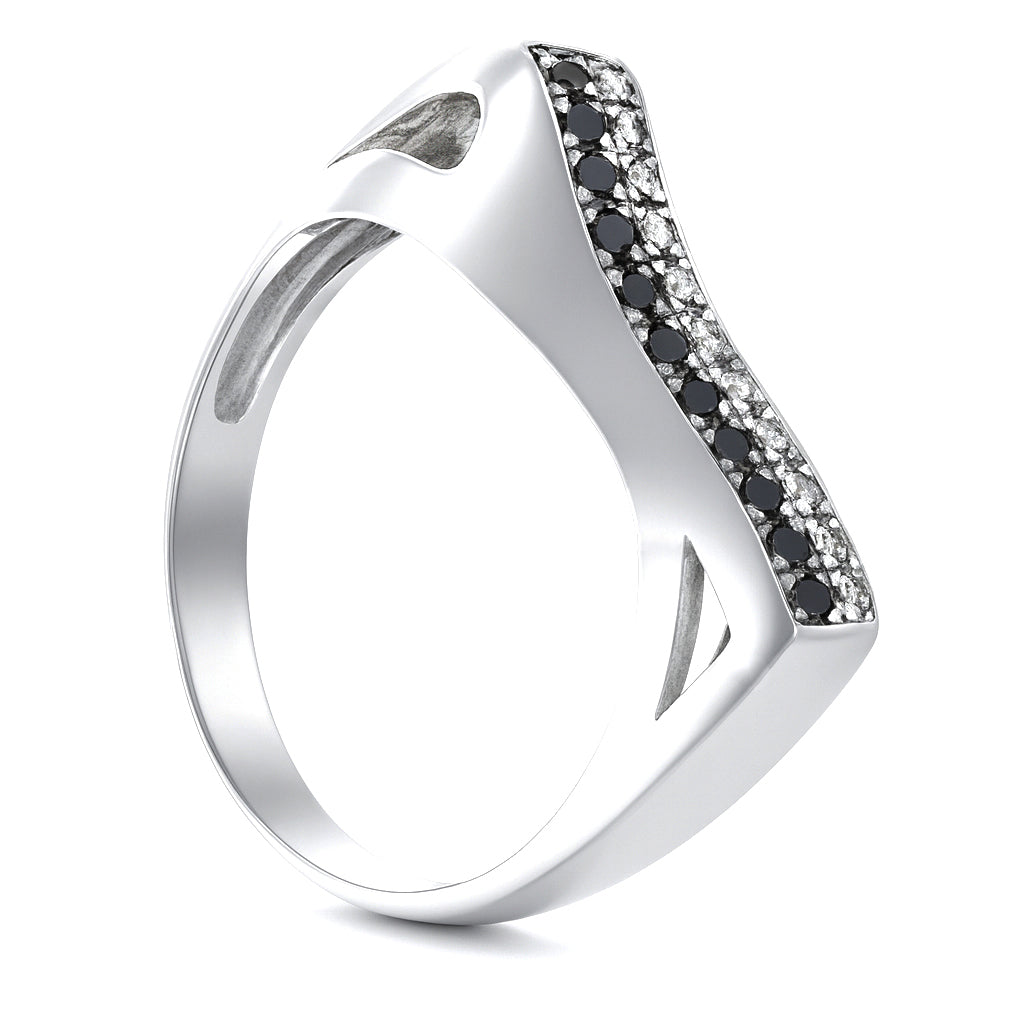 Anello - 14 carati Oro bianco - 0.24ct. tw. Diamante (Naturale)