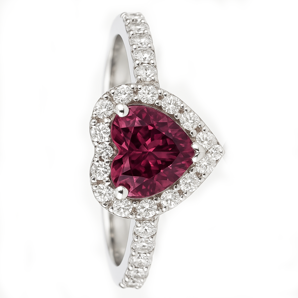 Anello - 18 carati Oro bianco - 1.79ct. tw. Rodolite - Diamante