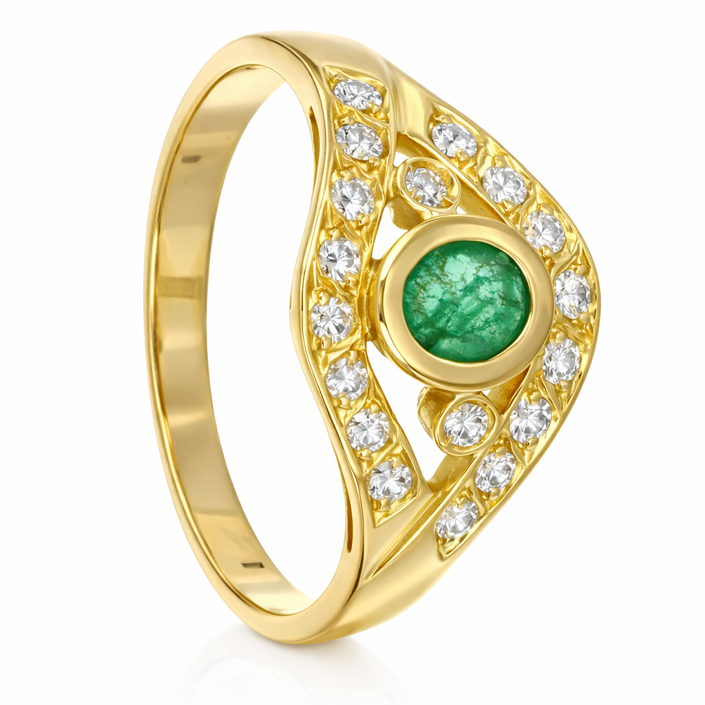Anello - 18 carati Oro giallo - 1.06ct. tw. Smeraldo - Diamante - Made in Italy - Handmade