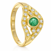 Anello - 18 carati Oro giallo - 1.06ct. tw. Smeraldo - Diamante - Made in Italy - Handmade