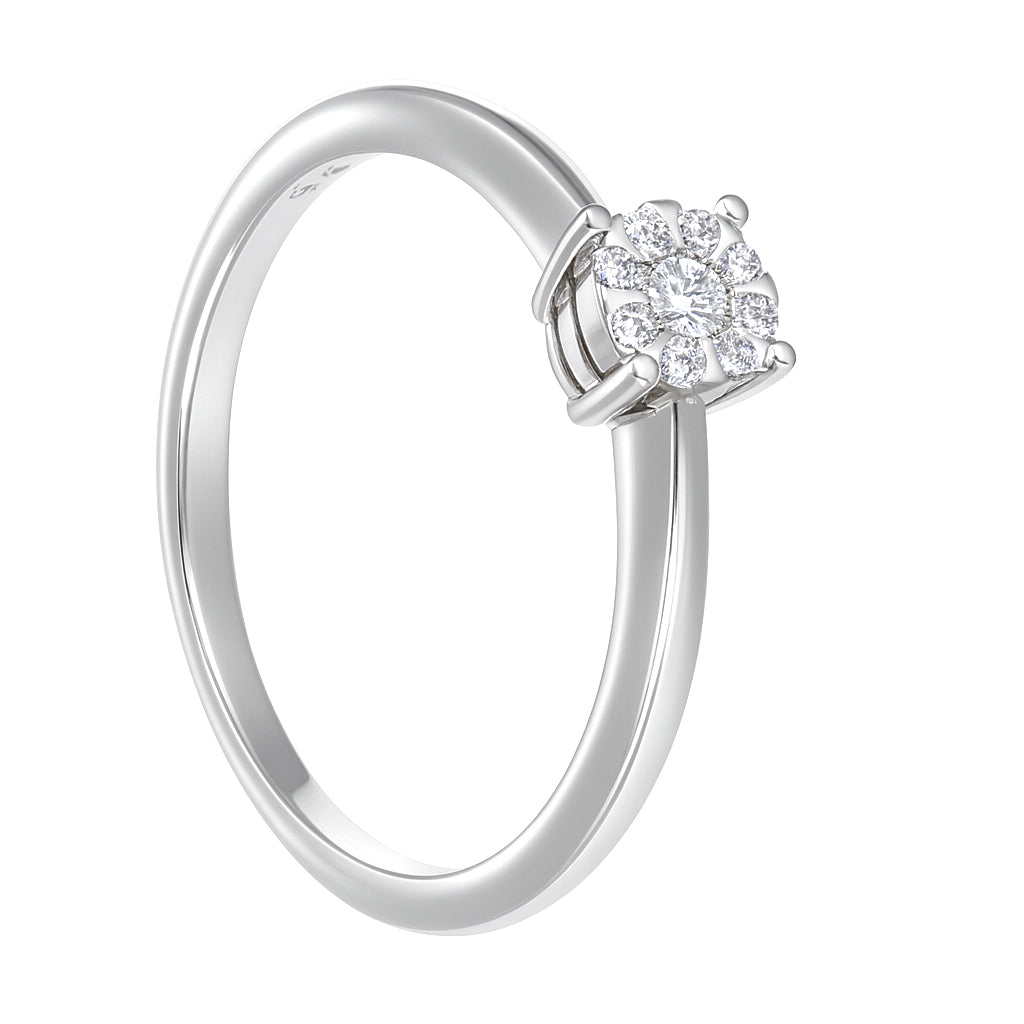 Anello - 18 carati Oro bianco - 0.12ct. tw. Diamante (Naturale)