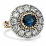 Anello - 18 carati Oro giallo, Argento - 2.04ct. tw. Zaffiro - Diamante