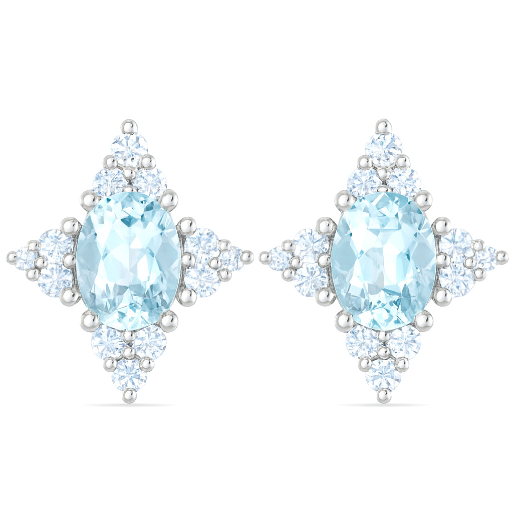 Orecchini - 18 carati Oro bianco - 1.64ct. tw. Acquamarina - Diamante