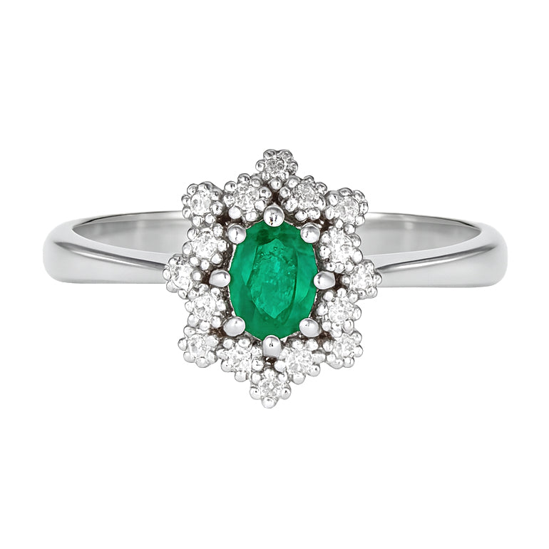 Anello - 18 carati Oro bianco - 0.44ct. tw. Smeraldo - Diamante