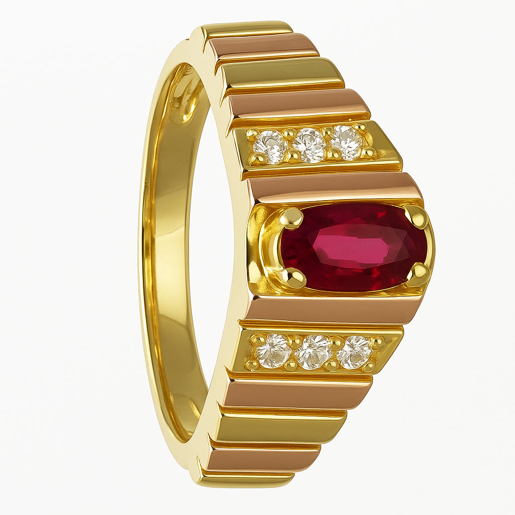 Anello - 18 carati Oro giallo - 2.06ct. tw. Rubino - Diamante