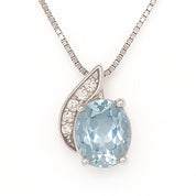 Collana con ciondolo - 18 carati Oro bianco - 1.36ct. tw. Acquamarina - Diamante