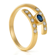 Anello - 18 carati Oro giallo - 0.41ct. tw. Zaffiro - Diamante