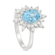 Anello - 18 carati Oro bianco - 2.71ct. tw. Acquamarina - Diamante