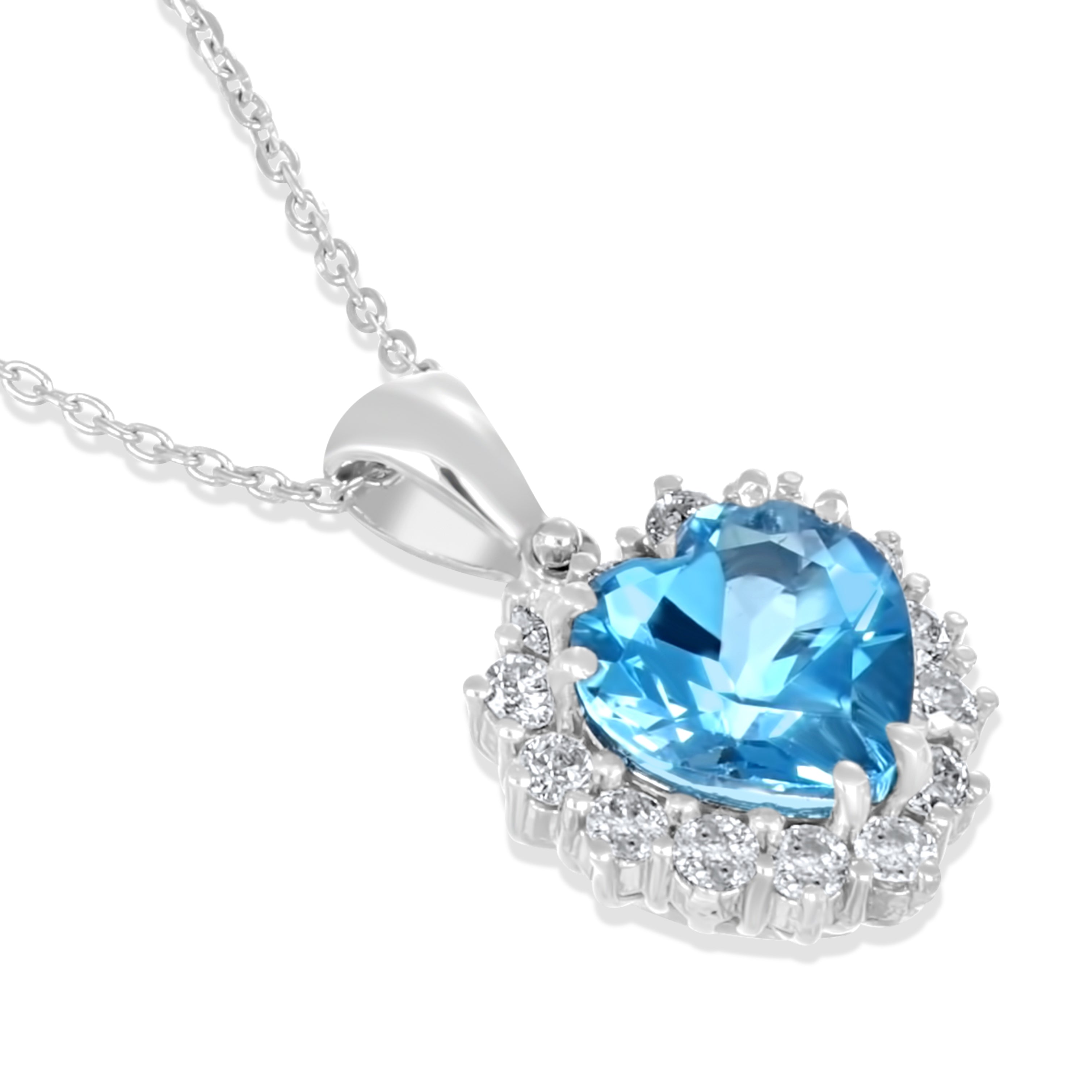 Collana con ciondolo - 18 carati Oro bianco - 2.42ct. tw. Topazio - Diamante