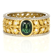 Anello - 18 carati Oro bianco, Oro giallo - 0.54ct. tw. Zaffiro - Diamante