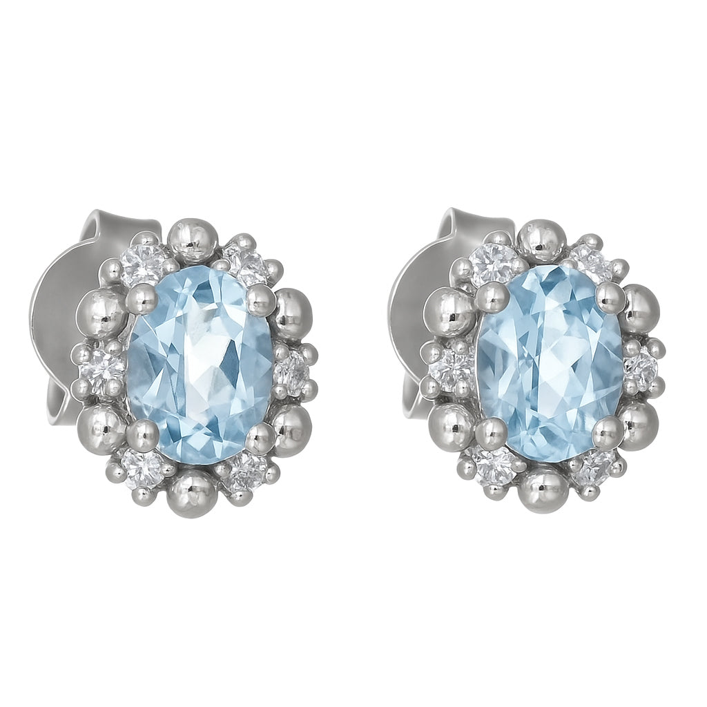 Orecchini - 18 carati Oro bianco - 0.62ct. tw. Acquamarina - Diamante