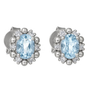 Orecchini - 18 carati Oro bianco - 0.62ct. tw. Acquamarina - Diamante