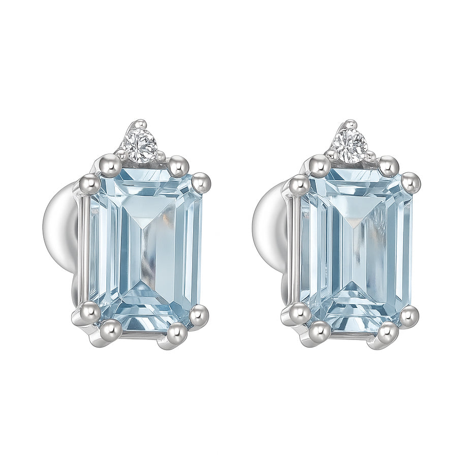 Orecchini - 18 carati Oro bianco - 1.64ct. tw. Acquamarina - Diamante