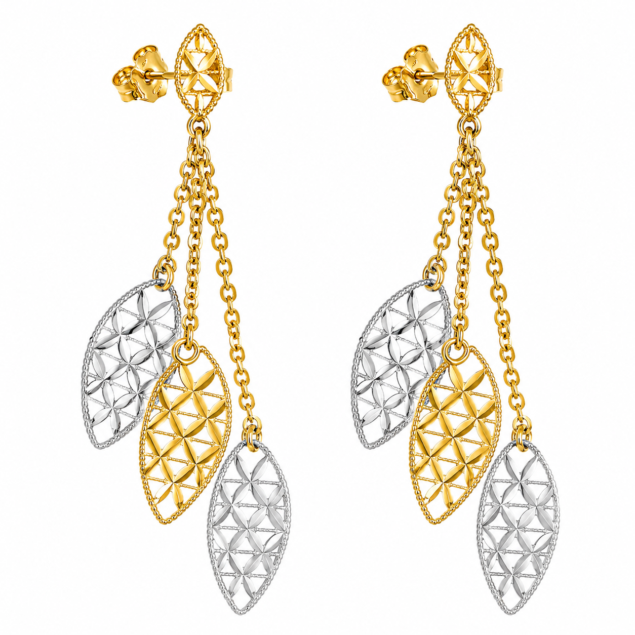 Orecchini - 18 carati Oro giallo, Oro bianco - Made in Italy - Handmade