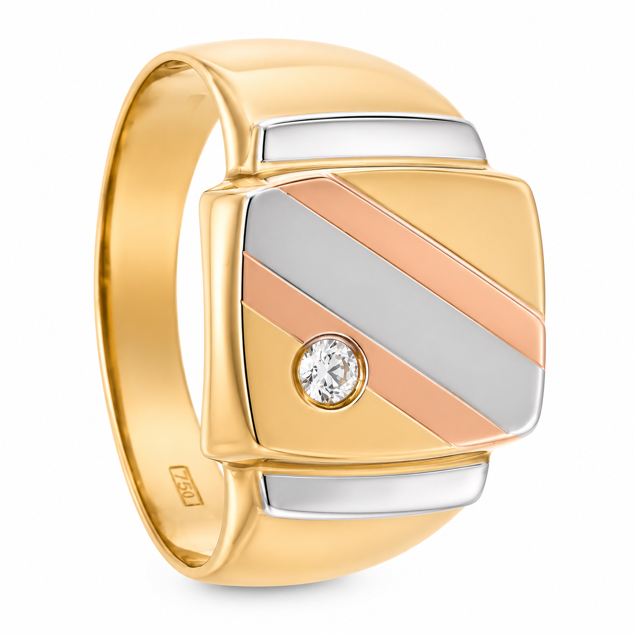 Anello - 18 carati Oro bianco, Oro giallo, Oro rosa - 0.07ct. tw. Diamante (Naturale) - Made in Italy - Handmade