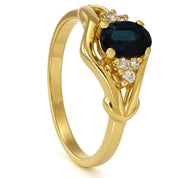 Anello - 18 carati Oro giallo - 0.72ct. tw. Zaffiro - Diamante