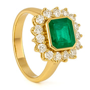 Anello - 18 carati Oro giallo - 1.73ct. tw. Smeraldo - Diamante