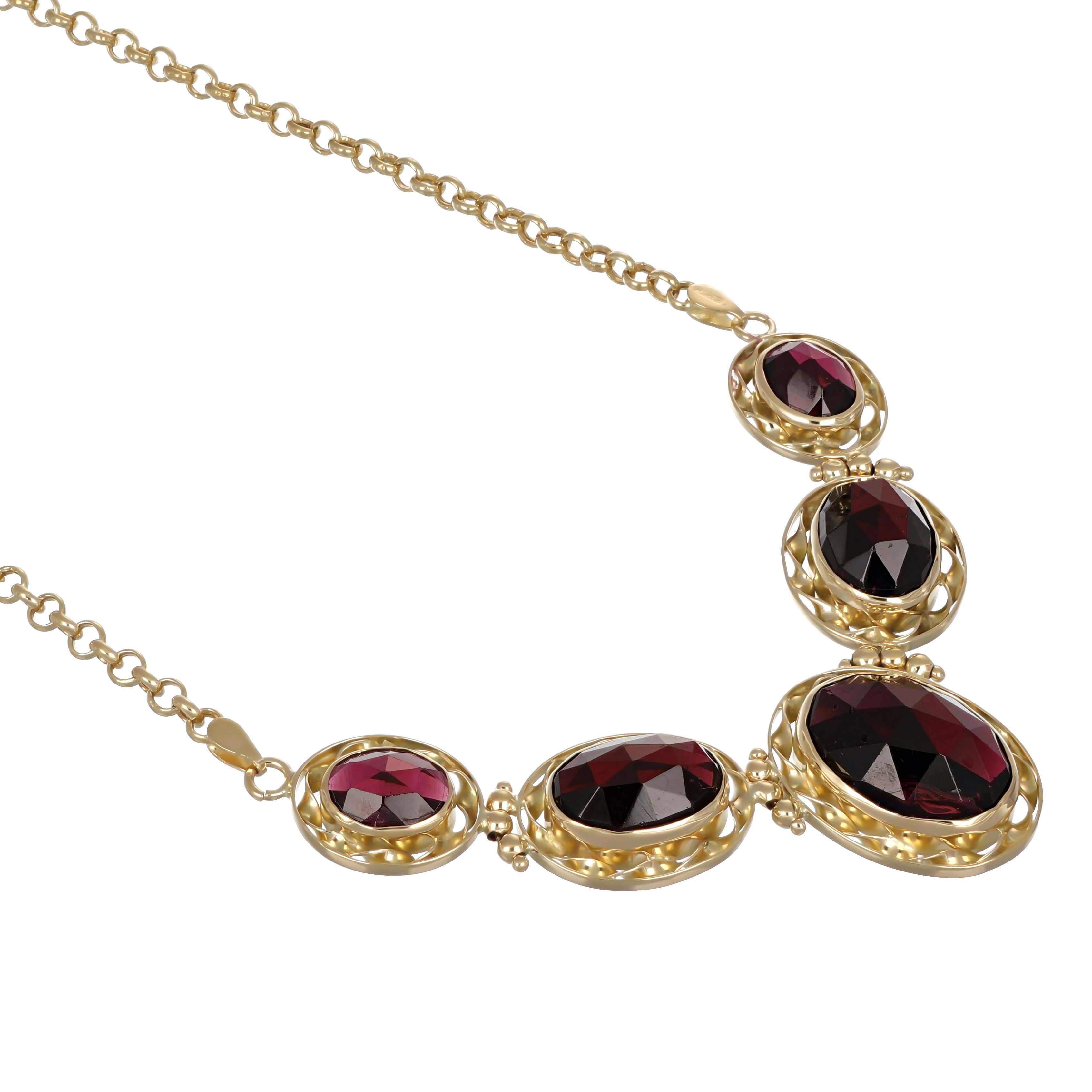 Collana - 18 carati Oro rosa - 19.00ct. tw. Granato - Perla