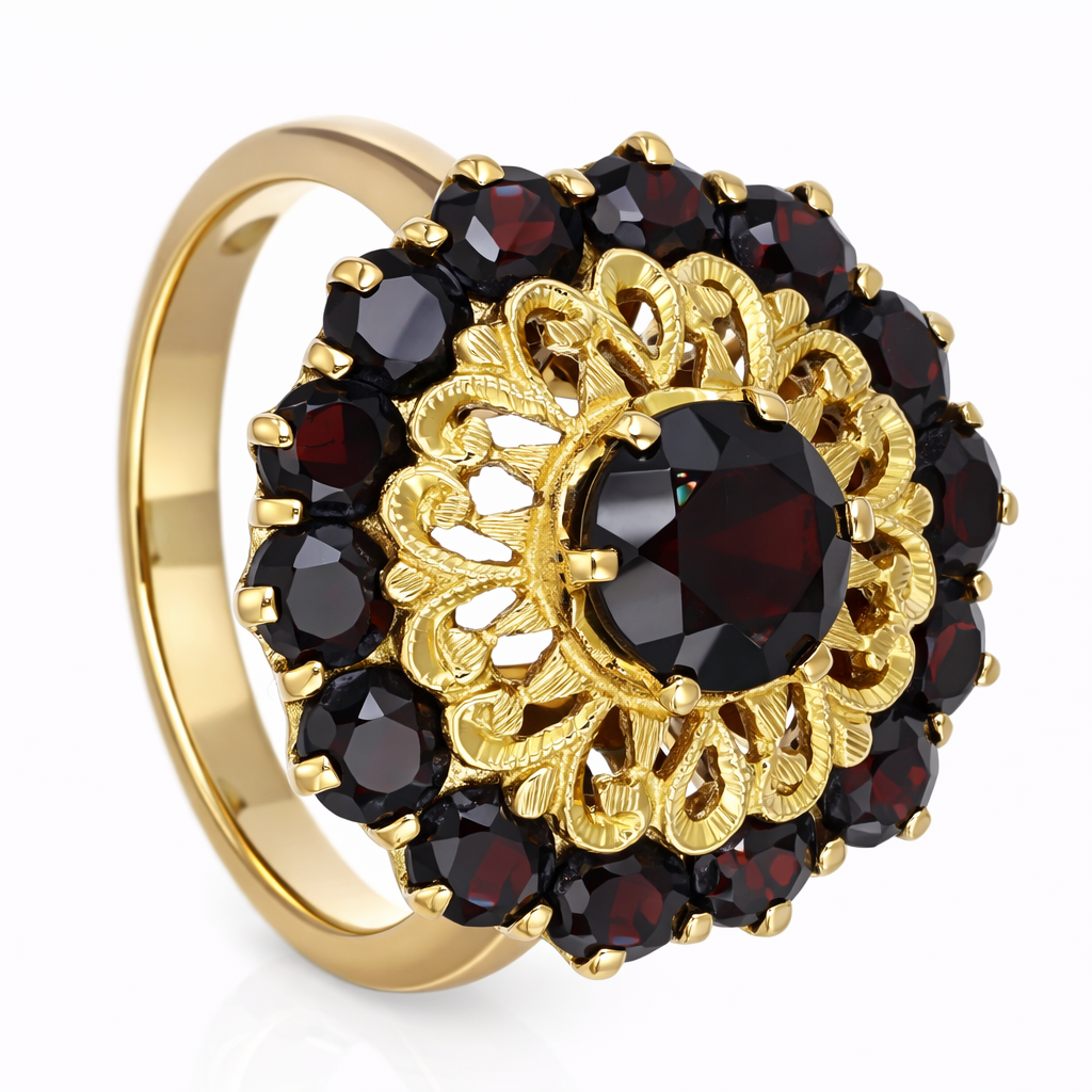 Anello - 18 carati Oro giallo - 2.92ct. tw. Granato