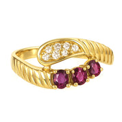 Anello - 18 carati Oro giallo - 0.45ct. tw. Rubino - Diamante