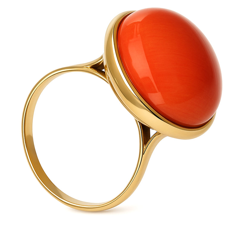 Anello - 18 carati Oro giallo Corallo