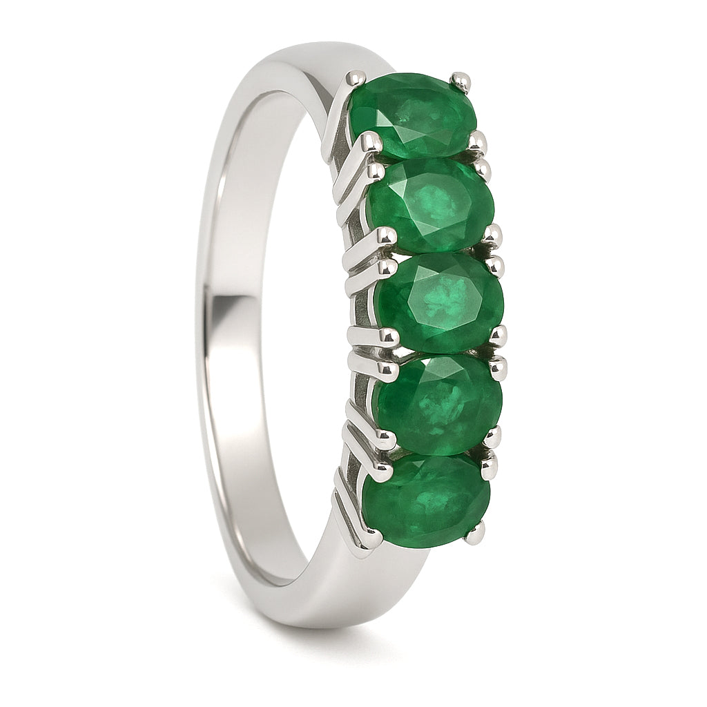 Anello - 18 carati Oro bianco - 0.70ct. tw. Smeraldo