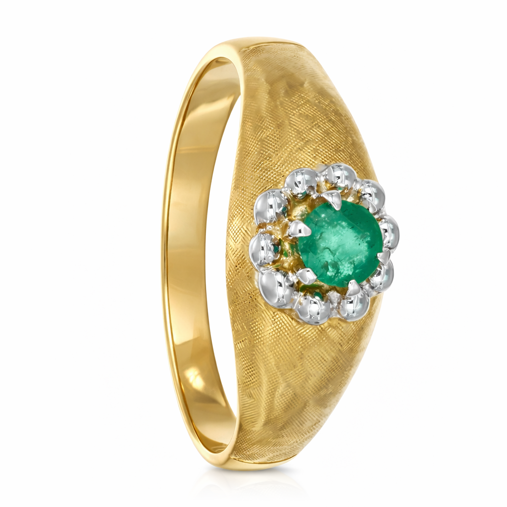 Anello - 18 carati Oro giallo, Oro bianco - 0.25ct. tw. Smeraldo