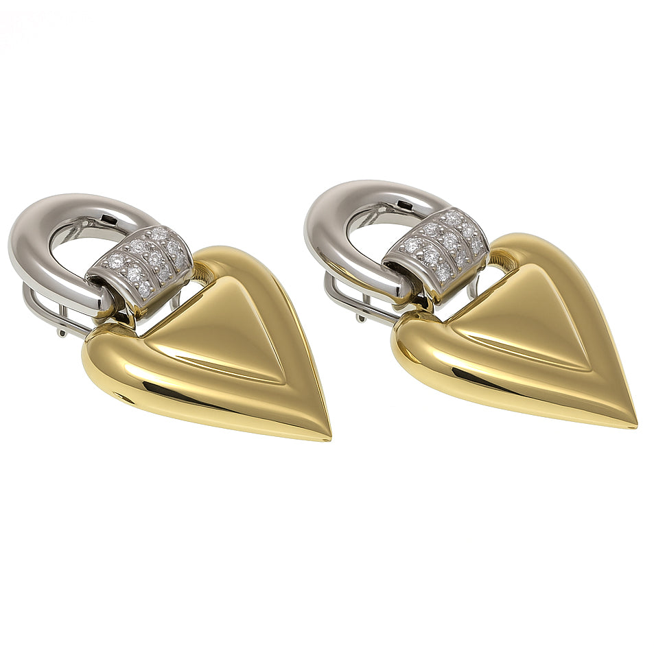 Orecchini - 18 carati Oro giallo, Oro bianco - 0.12ct. tw. Diamante (Naturale)