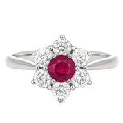 Anello - 18 carati Oro bianco - 1.08ct. tw. Rubino - Diamante