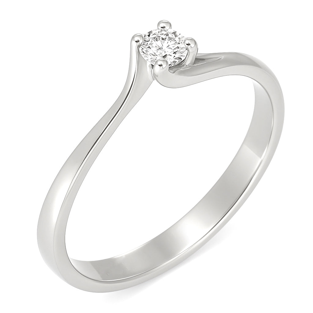 Anello - 18 carati Oro bianco - 0.12ct. tw. Diamante (Naturale)