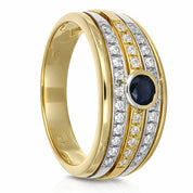 Anello - 18 carati Oro giallo, Oro bianco - 0.90ct. tw. Zaffiro - Diamante