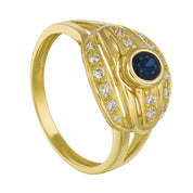 Anello - 18 carati Oro giallo - 0.58ct. tw. Zaffiro - Diamante