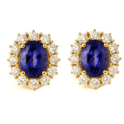Orecchini - 18 carati Oro giallo - 3.44ct. tw. Tanzanite - Diamante