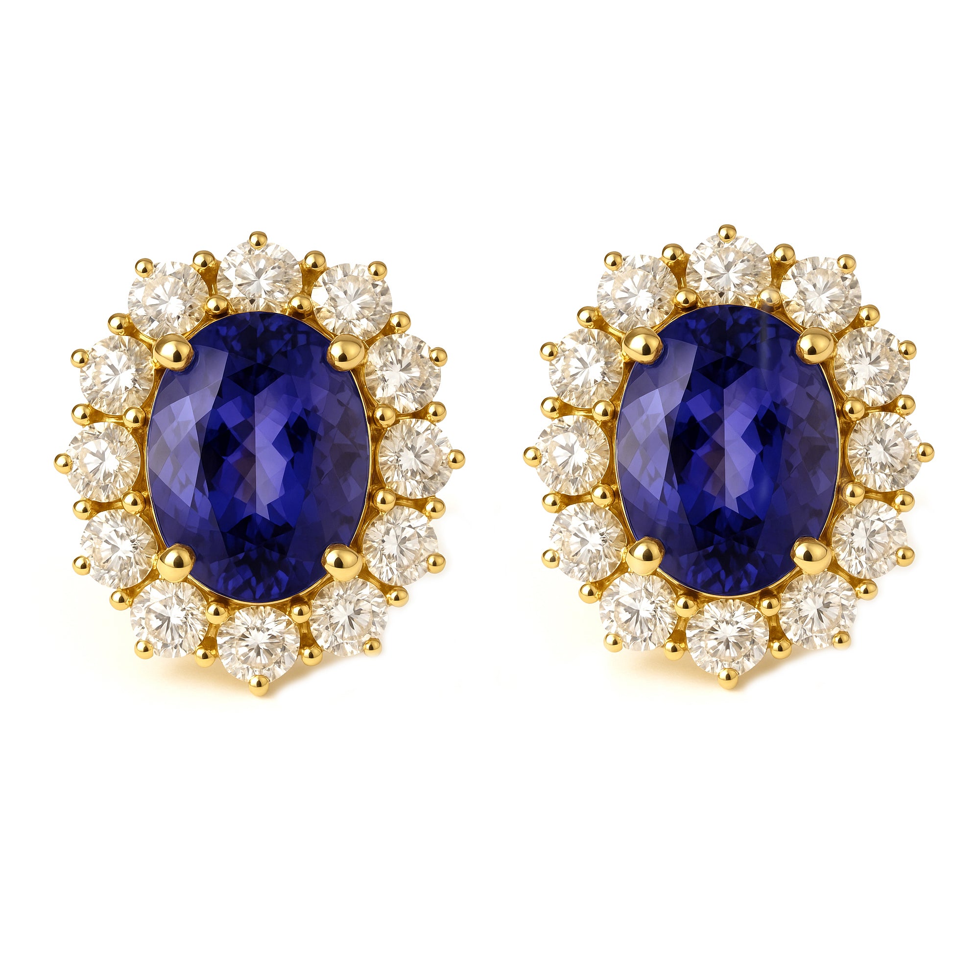 Orecchini - 18 carati Oro giallo - 3.44ct. tw. Tanzanite - Diamante