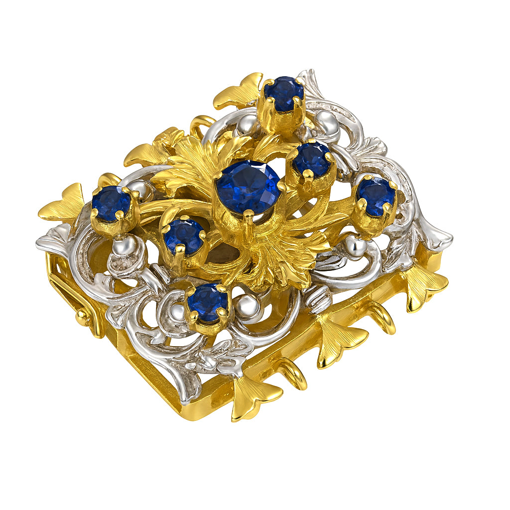 Chiusura per collana - 18 carati Oro bianco, Oro giallo - 0.61ct. tw. Zaffiro