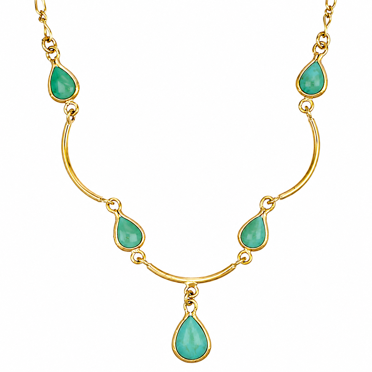 Collana con ciondolo - 18 carati Oro giallo - 2.00ct. tw. Turchese - Made in Italy - Handmade