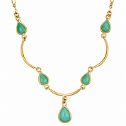Collana con ciondolo - 18 carati Oro giallo - 2.00ct. tw. Turchese - Made in Italy - Handmade