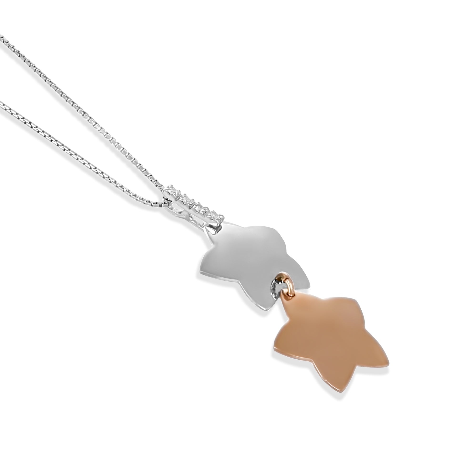 Collana con ciondolo - 18 carati Oro bianco, Oro rosa - 0.10ct. tw. Diamante (Naturale)