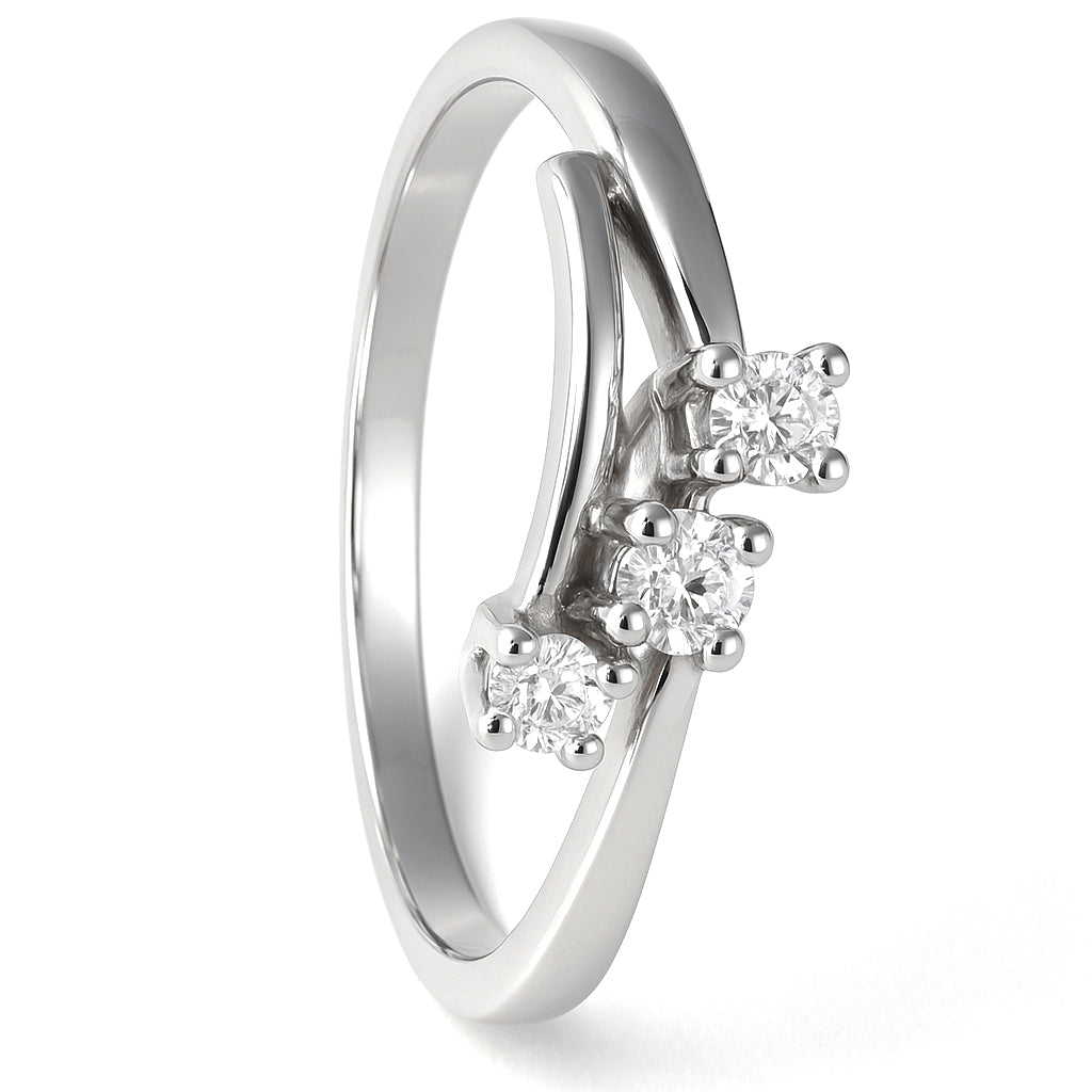 Anello - 18 carati Oro bianco - 0.085ct. tw. Diamante (Naturale)