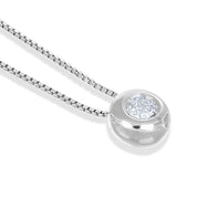 Collana con Ciondolo in oro bianco 18 carati  Diamante 0.10 Ct tot