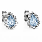 Orecchini - 18 carati Oro bianco Acquamarina - Diamante