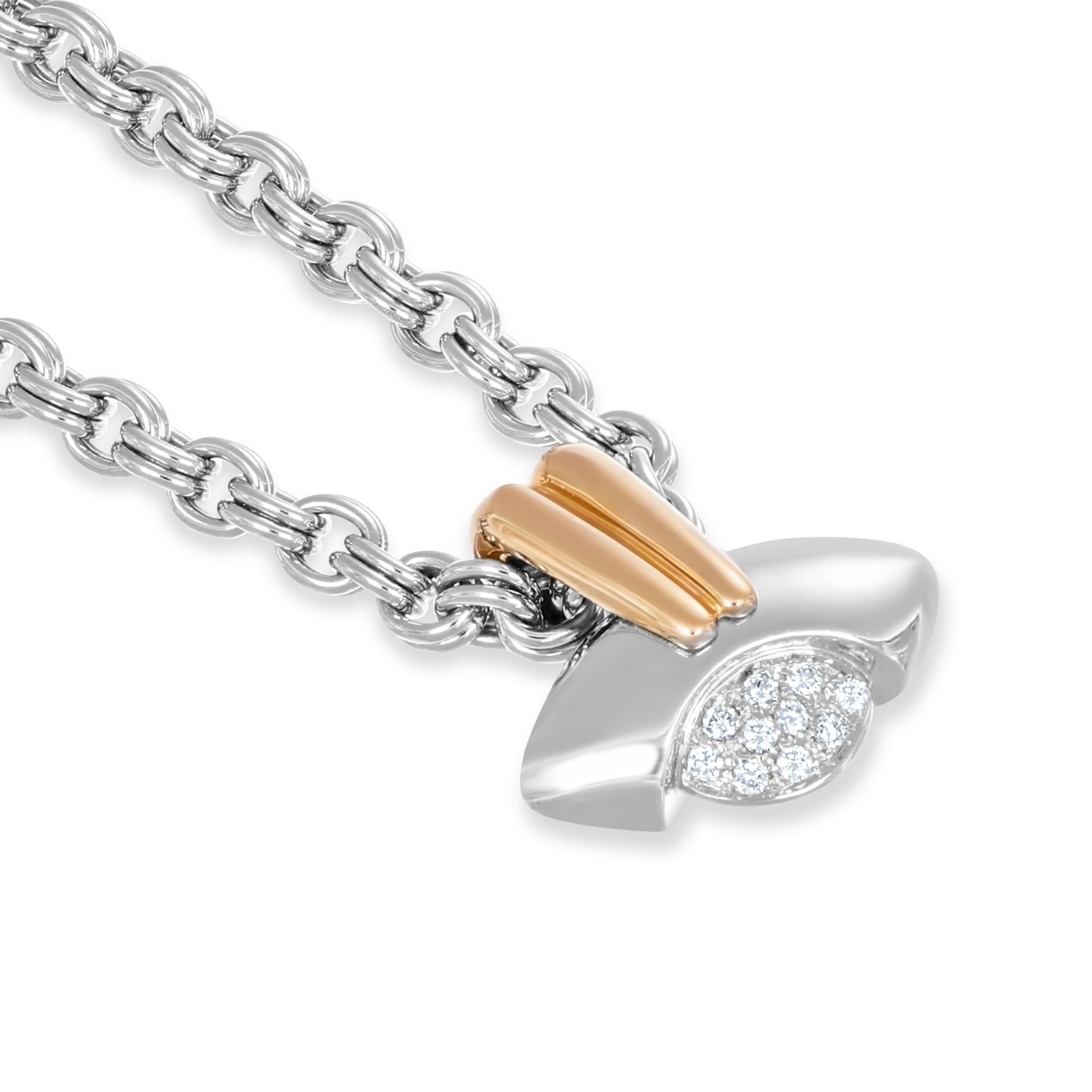 Collana con ciondolo - 18 carati Oro bianco, Oro rosa - 0.30ct. tw. Diamante (Naturale)